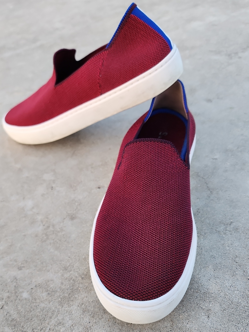 Rothys The Sneaker Slip-On Knit Sneakers In Garnet Red Low Tops Size 8